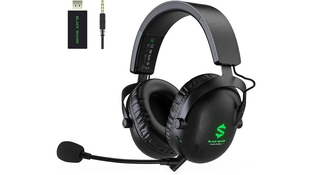 black shark gaming headphones with wireless cardioid microphone