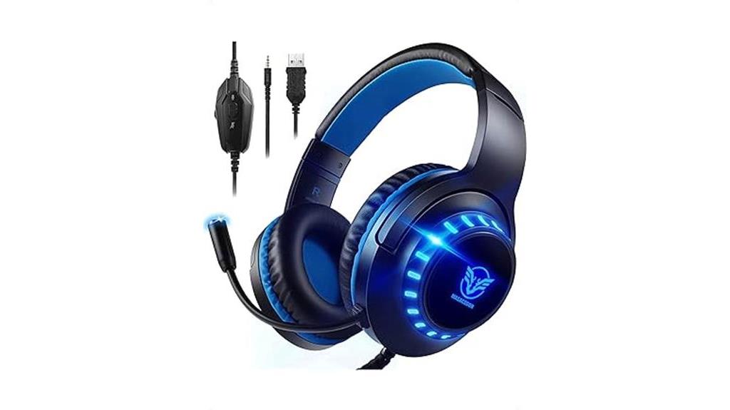 gaming headset with led lighting microphone and powerful bass